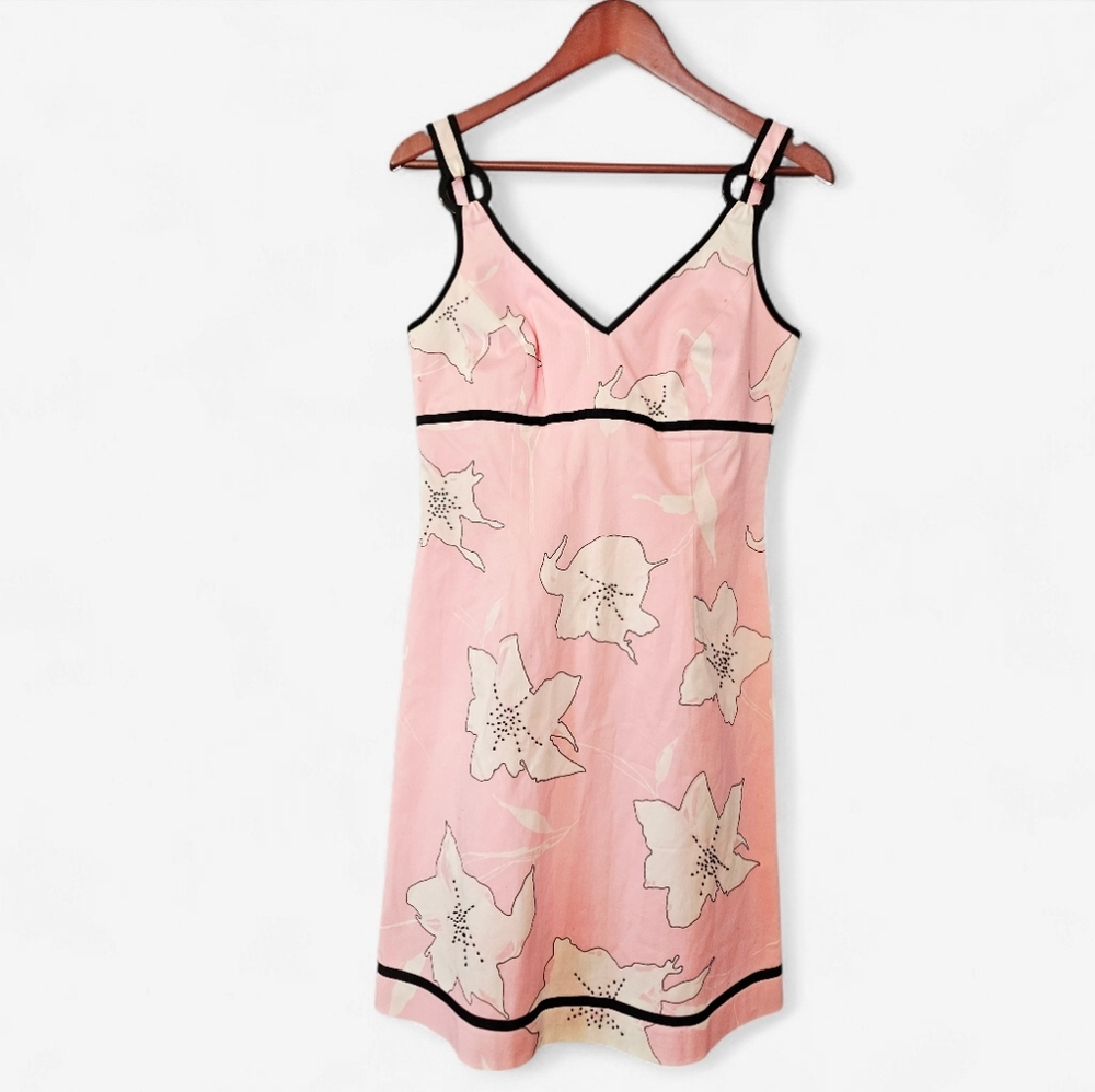 Jade By Melody Tam Pink Floral Watercolor Beaded Tropical Print Mini Dress M